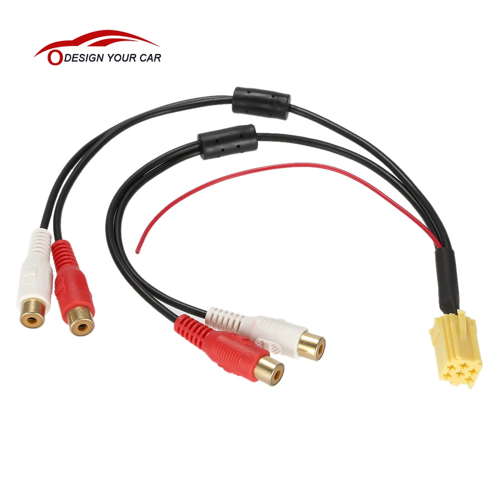 KKmoon Mini 6 Pin ISO адаптер Aux Line Out 4 Chinch кабель 4 RCA разъем для VW Seat Skoda VDO Audi Ford