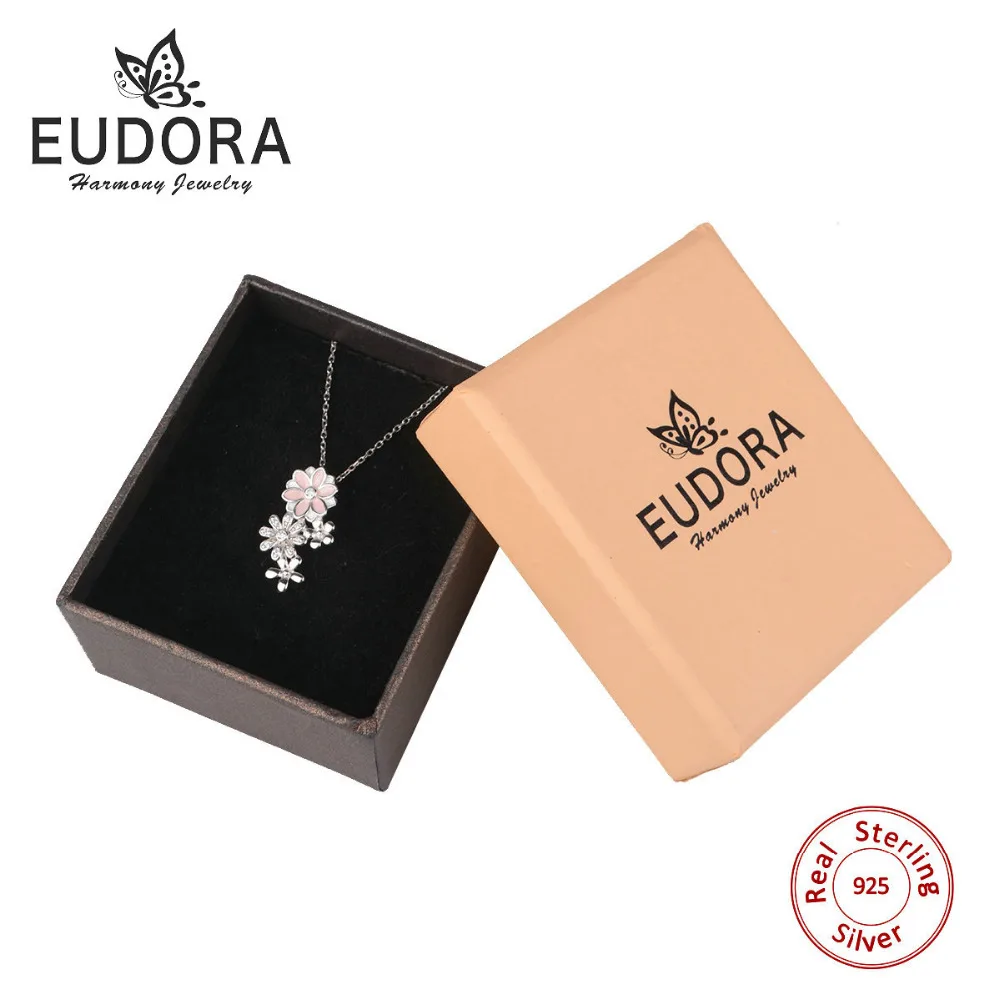 Женское ожерелье из серебра 925 пробы с розовым цветком вишни|silver pendant necklace|925 sterling