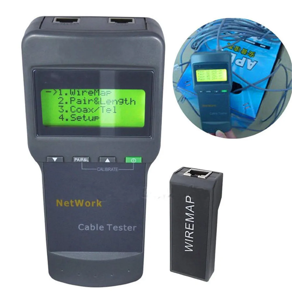 SC8108 ЖК тестер для сети инструмент проверки телефонного кабеля LAN с дисплеем