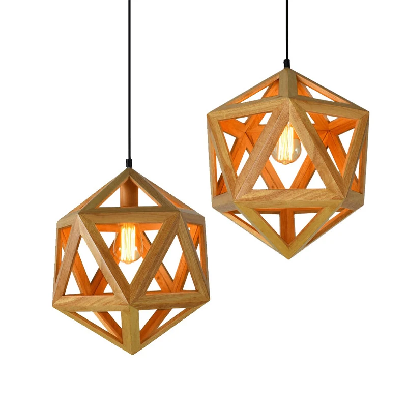 

Nordic decor Retro Pendant Light Vintage Lamp Lighting Restaurant Dining Room Bar Coffee hollow wood pendant lamp E27