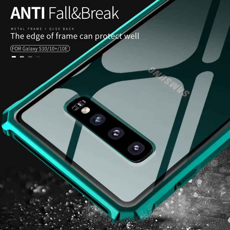 Luxury Tempered Glass Case For Samsung Galaxy S10 Aluminum Metal Frame Bumper Protection Cover Plus S10E | Мобильные телефоны и