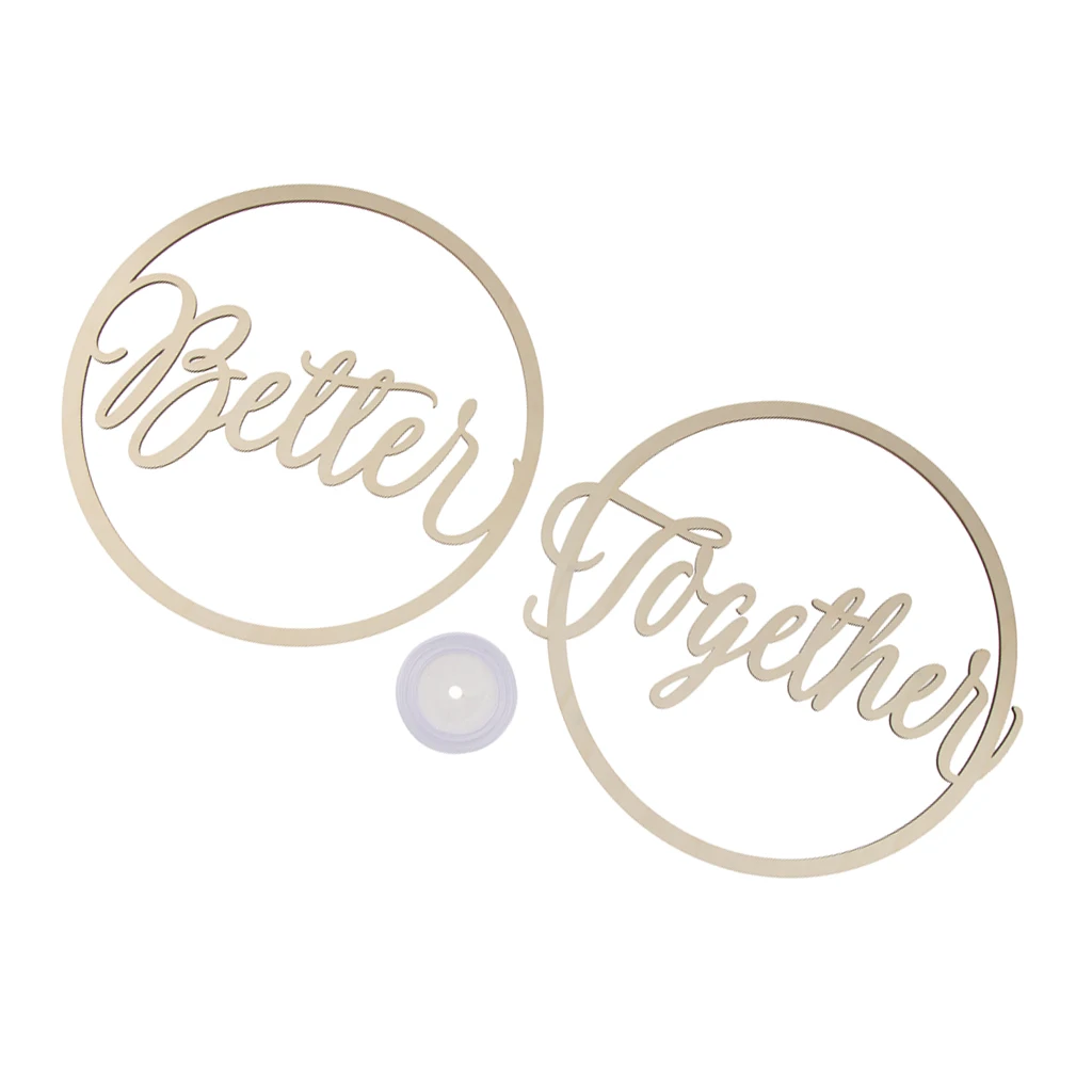 2 Pack Wood Round Better Together Letters Wooden Decor Wedding Chair Sign | Дом и сад
