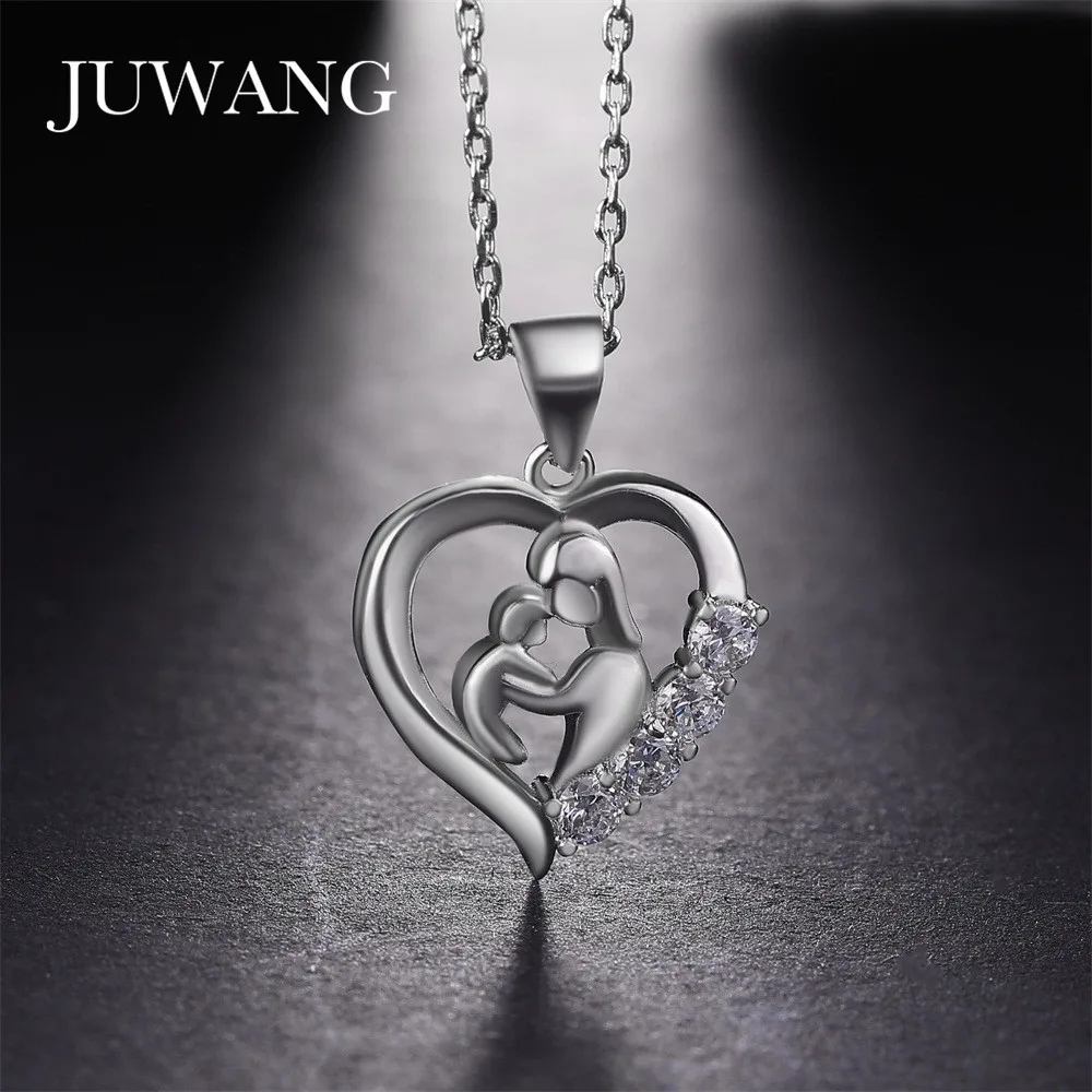 Mom and Baby Cubic Zirconia Copper Pendant Necklace chain Mother's Day Gift for women statement necklace Fashion party Jewelry |