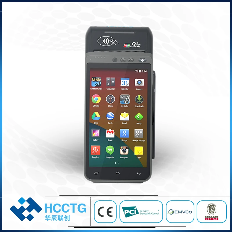EMV PCI Visa RFID все в одном ручной NFC + IC MSR Android pos-терминал с 58 мм принтером для платежной