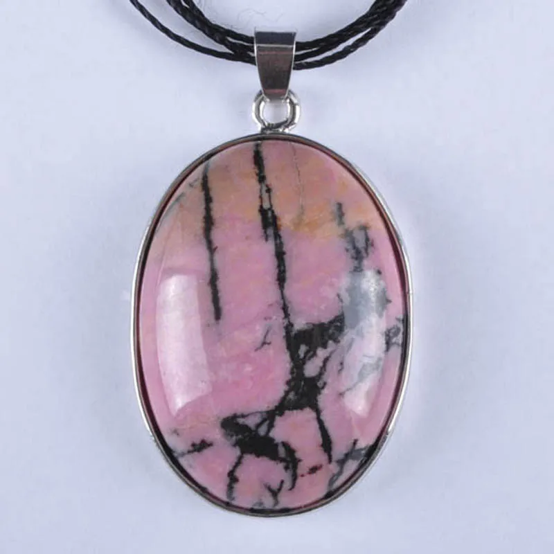 Овальный кулон с бусинами из родонита ювелирные изделия для женщин подарок S940|oval