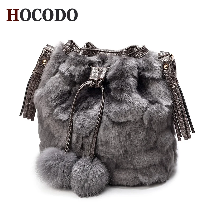 HOCODO, осень и зима, стиль, модная женская сумка через плечо, женская сумка через плечо, мохнатые женские сумки для женщин,, черный, серый