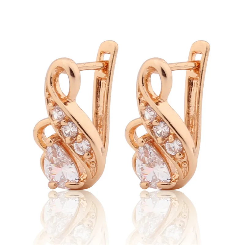 Женские маленькие серьги-кольца GULICX серьги золотого цвета с белым кристаллом и