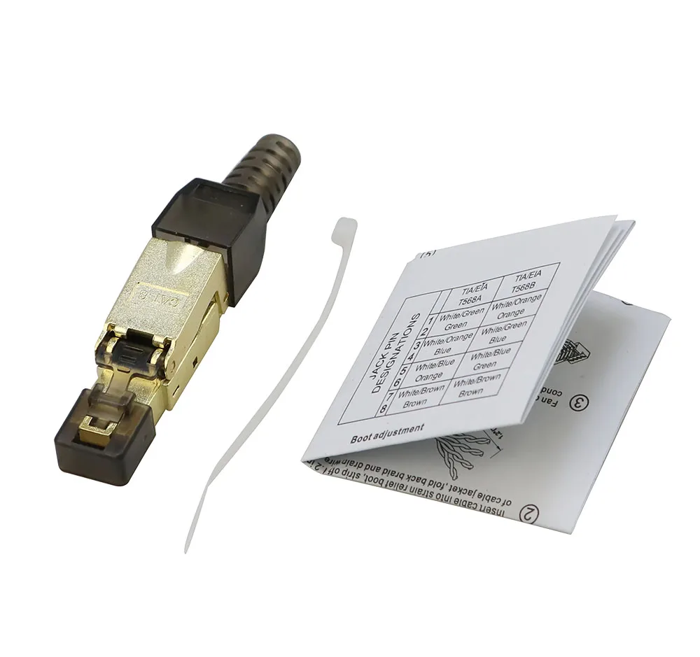 Cat8 Cat.6A Cat7 RJ45 штекер экранированный литой металл легкое удаление Ethernet адаптер