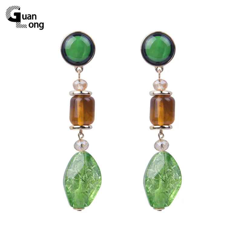 GuanLong Long Acrylic Designer Dangling Earrings Fashion Jewelry for Women Sparkling Big Geometric Statement Drop Earring Brinco | Украшения