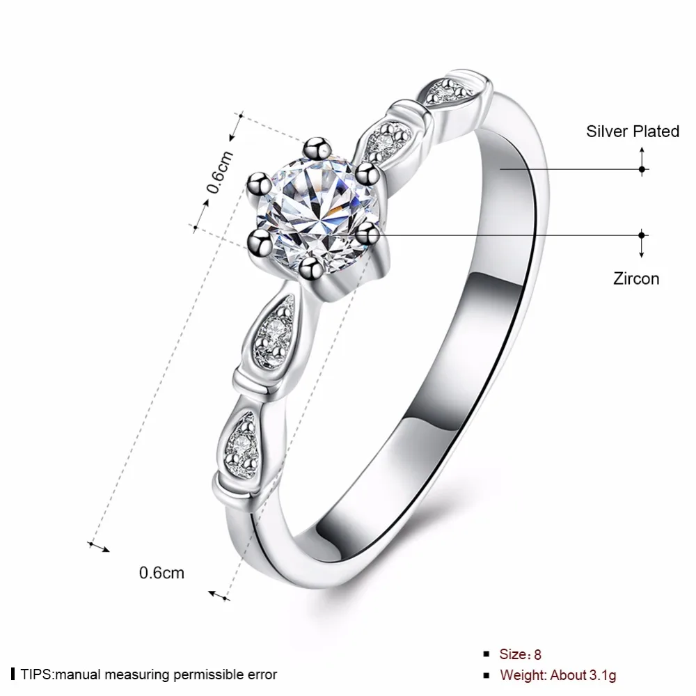 Бесплатная доставка Последняя Мода серебро циркон кольцо капли воды в