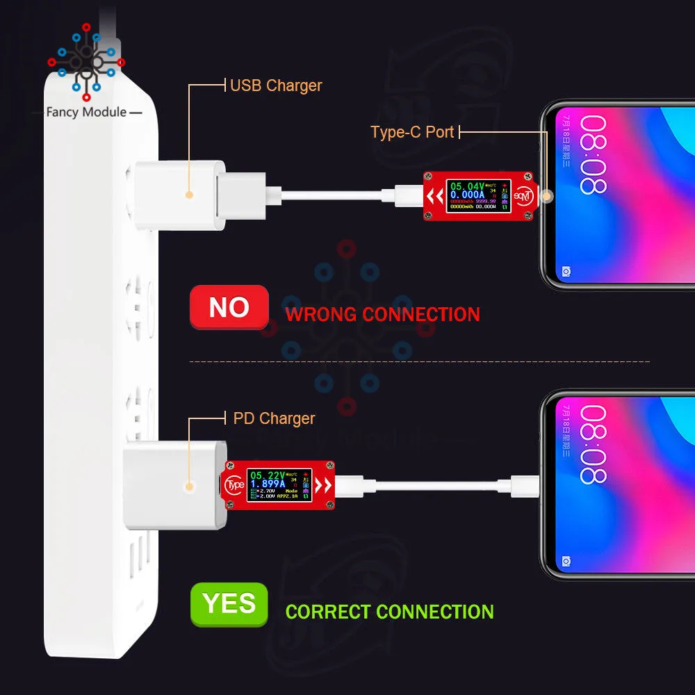 TC64 цветной ЖК-дисплей USB Вольтметр Амперметр Напряжение измеритель тока Тип C мультиметр батарея PD Зарядка банк питания USB Тестер