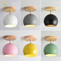modern colour led ceiling lights with metal lampshade for corridor nordic wood e27 kitchen ceiling lamps home lighting fixtures