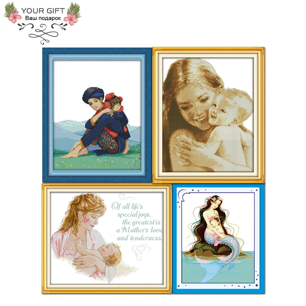 

Joy Sunday Maternal Love Home Decoration R045(1)(2)(3)(4) 14CT 11CT Counted Stamped Deep Love Of Mother And Son Cross Stitch Kit