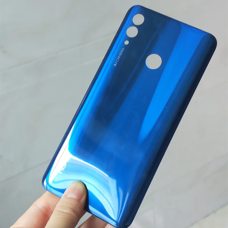 Blue Чехол для huawei Honor 10 lite на заднюю панель со стеклянной панелью, задняя крышка для батареи, запасная дверь, клейкая наклейка и логотип - Color: Blue