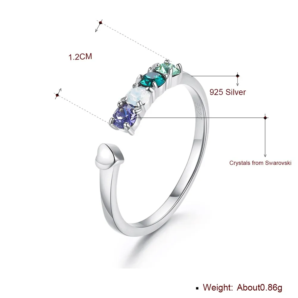 Кольцо LEKANI из серебра 925 пробы с кристаллами Swarovski, модное регулируемое кольцо с отверстием, хорошее ювелирное изделие для женщин