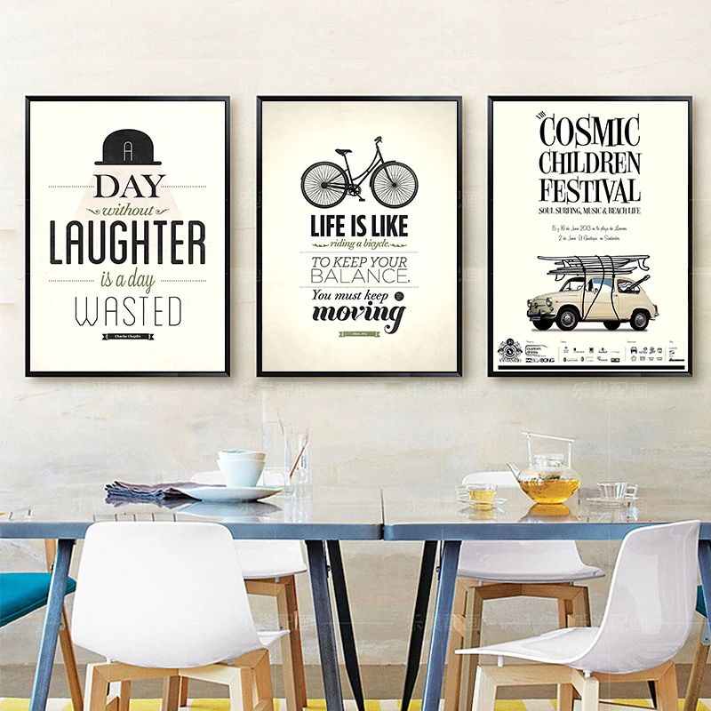 Wall Art Picture Chic Велосипед Автомобиль Письмо Искусство Живопись Холст Печати для
