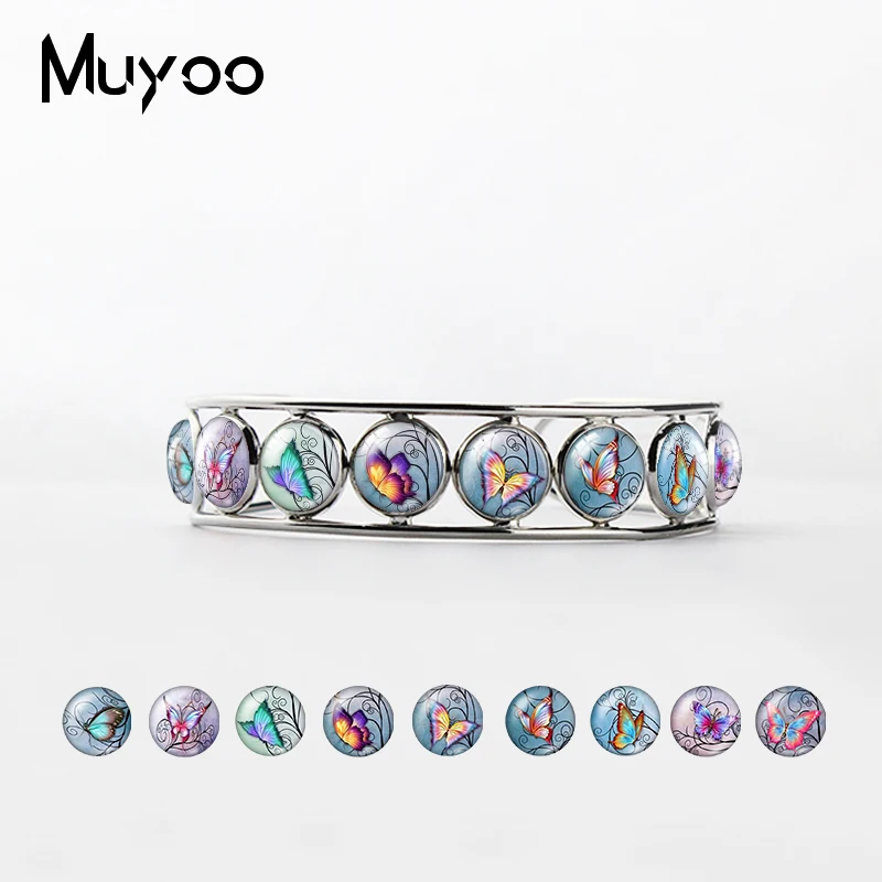 Новые женские модные туфли-бабочки стеклянный купол изображение Браслет Модные