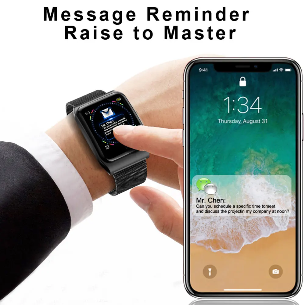 Модный Цветной экран Умные спортивные Смарт-часы Поддержка браслета кровяное