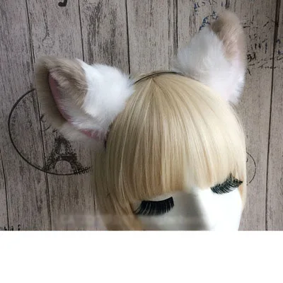 Кот лиса длинные меховые уши аниме Neko Косплей Костюм заколка для волос многоцветные костюмы cos cartoo головные уборы - Цвет: 1