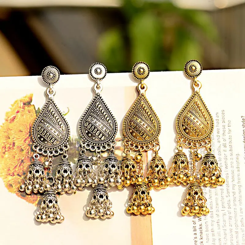 OIQUEI 2020 богемные индийские ювелирные изделия Jhumka маленькие колокольчики длинные