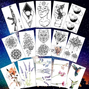 Rejaski креативные черная наклейка тату женский боди-арт планеты Временные Татуировки Мужчины Луна водостойкие татуировки долговечные Детские тату