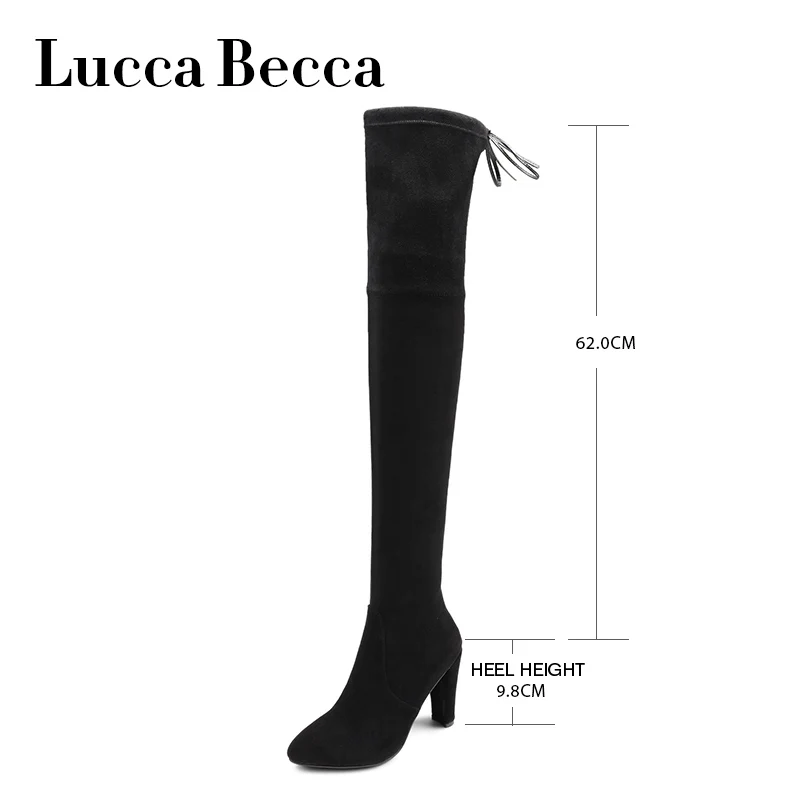 Lucca женские высокие сапоги выше колена Для женщин на высоком каблуке