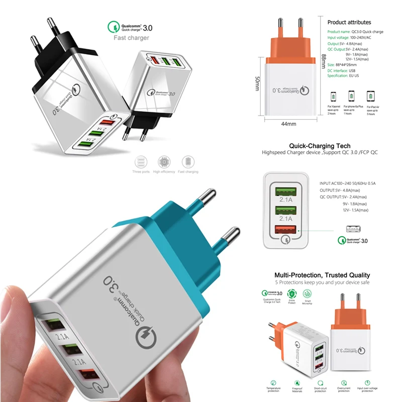 Зарядное устройство USB 3 0 для быстрой зарядки телефона зарядное с USB-портами LG V30 V20