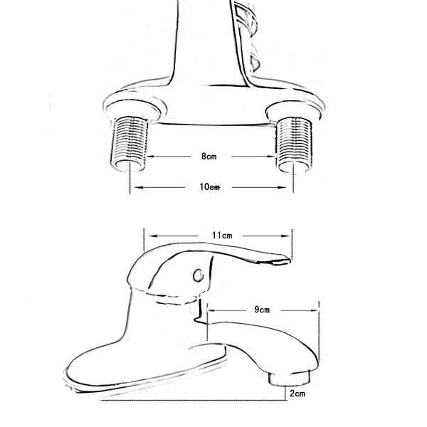 Смеситель для раковины из цинкового сплава с одним держателем и двойным