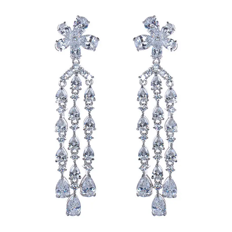 Серьги подвески женские из серебра 925 пробы с кристаллами|jewelry mesh|jewelry gothicjewelry