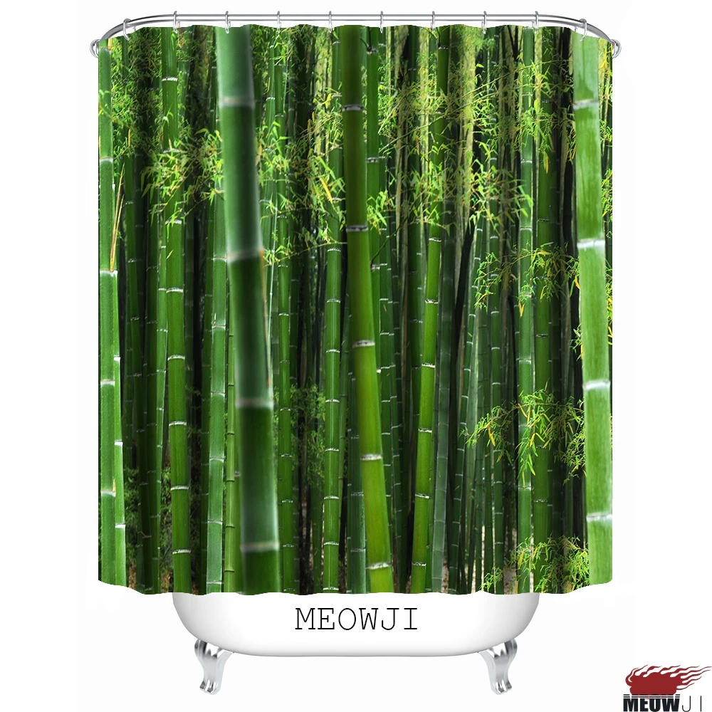 Zen элегантная свежая яркая зеленая бамбуковая занавеска для душа декор ванной