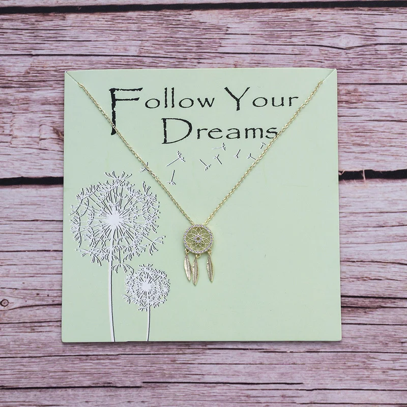 Кулон с надписью Wish Card Follow Your Dream ожерелье медной подвеской в виде Ловец снов