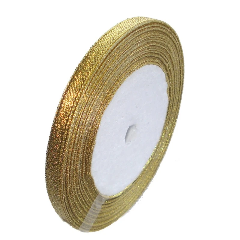 25 yards Organza Ribbon Lace Glitter Shiny Gold- 6mm wide 7LS18