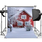 Замороженные фоны для фотосъемки красный дом Снежный мир фоны для фотостудии детский душ Новорожденный ребенок дети Фотофон
