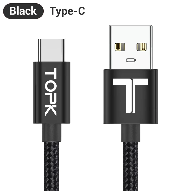 Черный Usb type C кабель USB C 3A кабель передачи данных для быстрой зарядки для samsung Galaxy S10 S9 huawei Xiaomi Мобильный телефон зарядное устройство кабель - Цвет: Черный