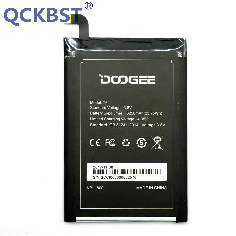 QCKBST для сотового телефона HT6 и DOOGEE T6 6250 мАч оригинальные сменные батареи