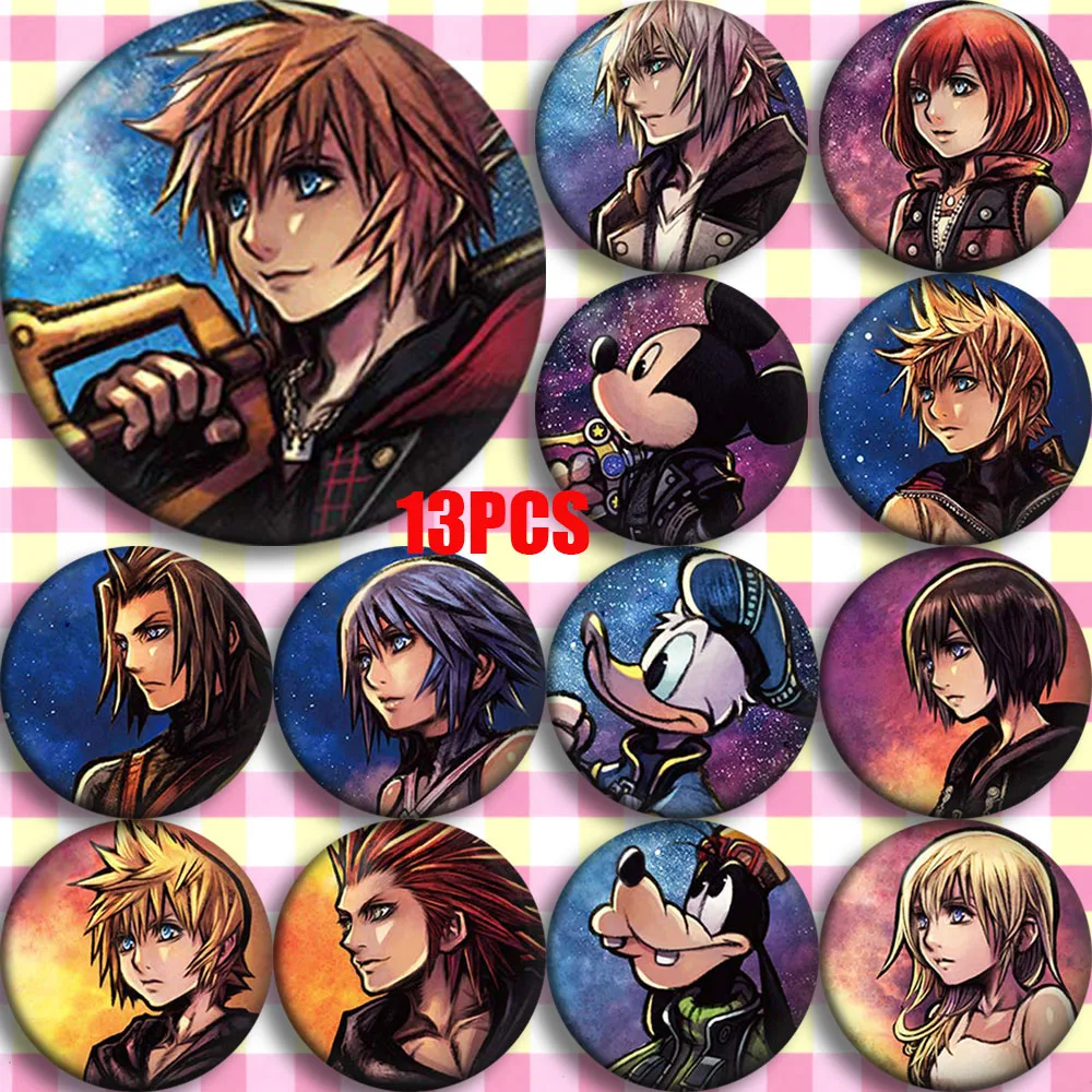 Аниме Kingdom Hearts Sora Riku Kairi Ventus Aqua Cosplay Garniture собирающая сумка со значком для рюкзака