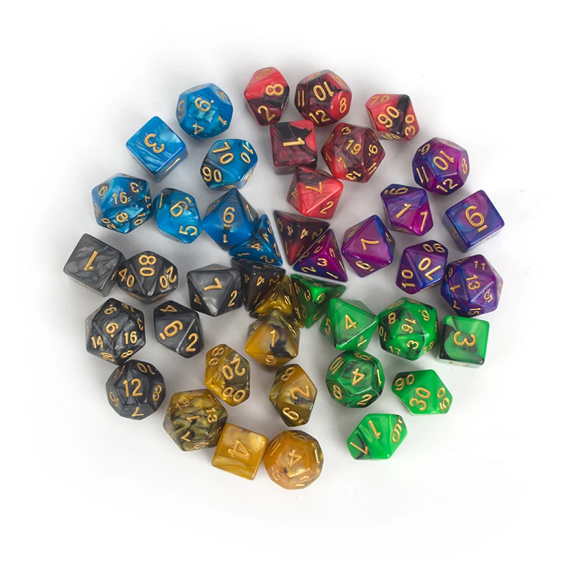 Акриловые многогранные кости для RPG MTG игры 7 шт./компл. 42 шт 6 набор с сумкой D4 D6 D8 D10
