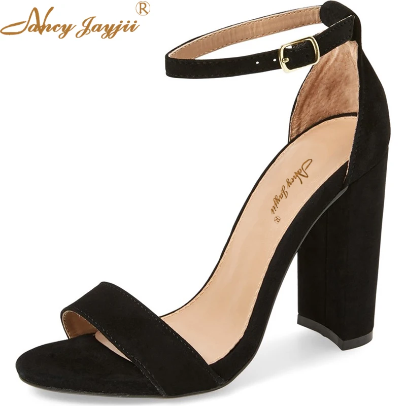 2018 летние пикантные черные Босоножки с открытым носком и ремешком на щиколотке