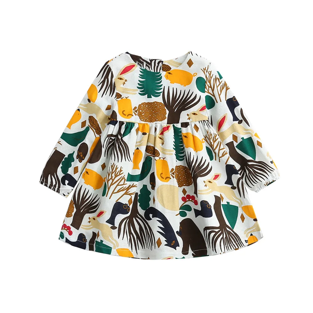Детское платье для девочек осень 2017 модные повседневные платья с длинными