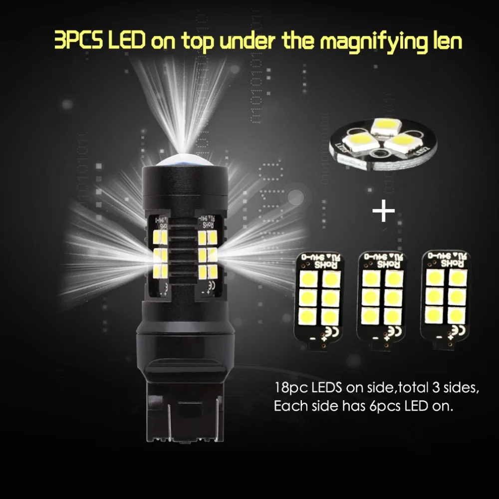 T20 LED Bulb 7443 w21/5w White Yellow Amber Red Automobiles 7440 wy21w w21w led bulbs Car Motorcycle Turn Signal Light | Автомобили и