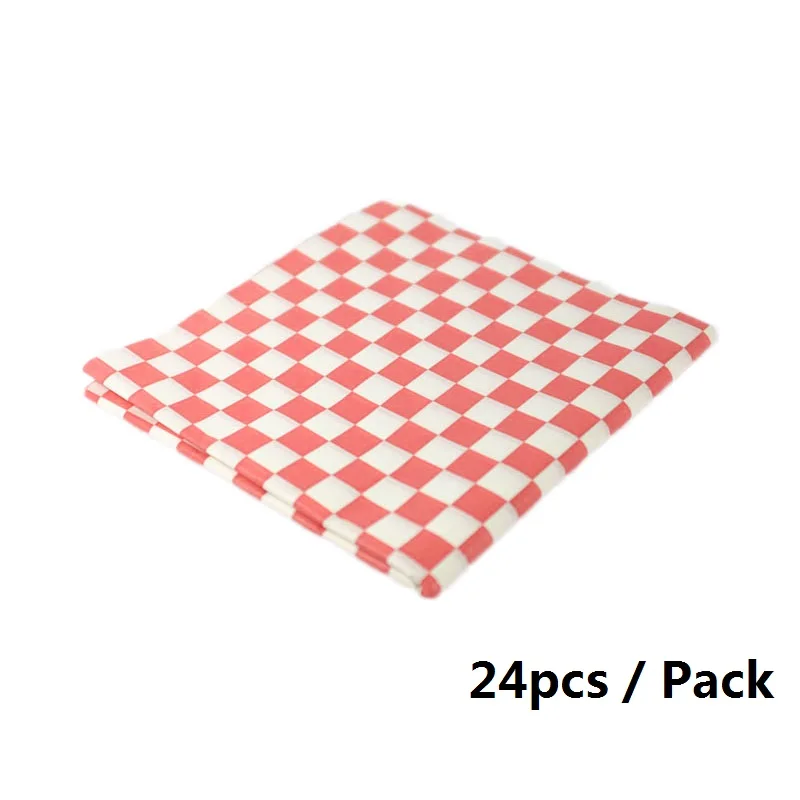 24pcs Red Wax paper 6 шт пластиковая корзина для быстрого питания хот-дог сервировочная Тарелка Красная проверенная восковые вкладыши гамбургер картофель фри Сэндвич Бумажный ресторанный лоток - Цвет: 24pcs Red Wax paper