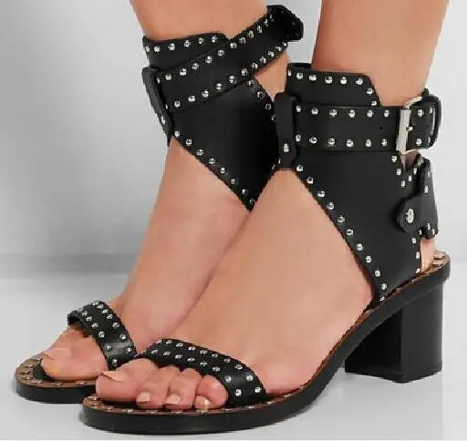 

Сандалии rivest женские на толстом каблуке, босоножки из черной кожи с ремешком и застежками, повседневная обувь с открытым носком, гладиаторы, лето 2017