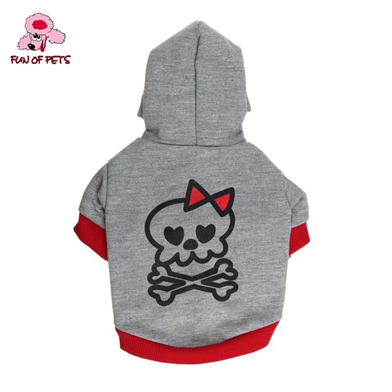 2017 Spring Autumn Cute Bow Skull Pattern Coat with Hoodie for Pets Dogs Dog Clothes Dog Shirts