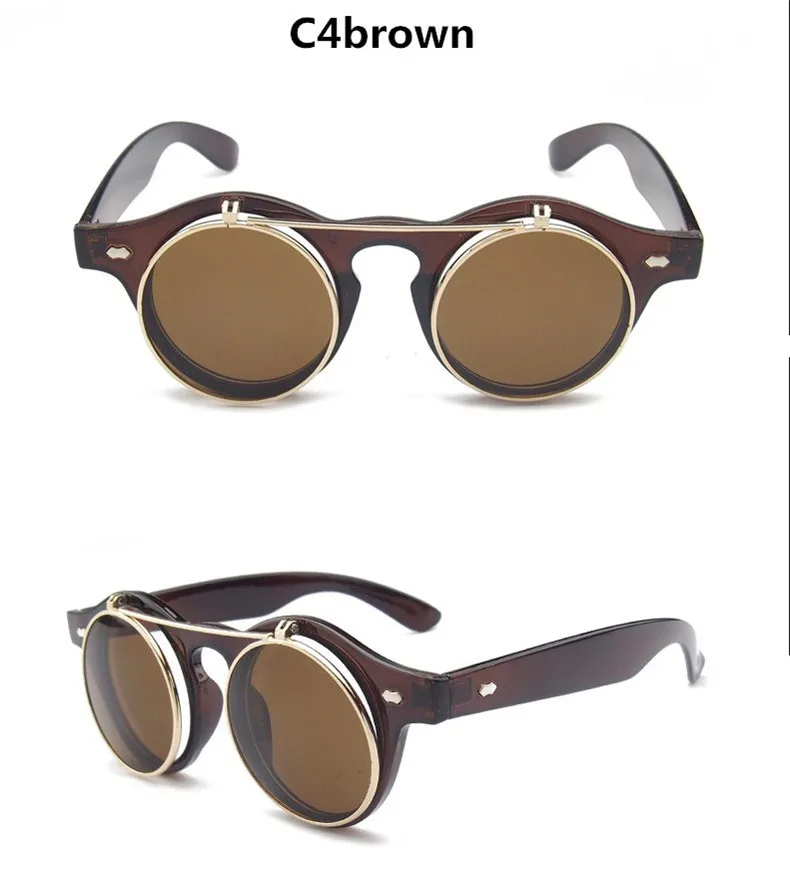 Sunglasses men Vintage Steampunk Goggles Clip on sunglasses Retro Flip Up Eyeglasses Gothic Eyewear Punk men Glasses Oculos