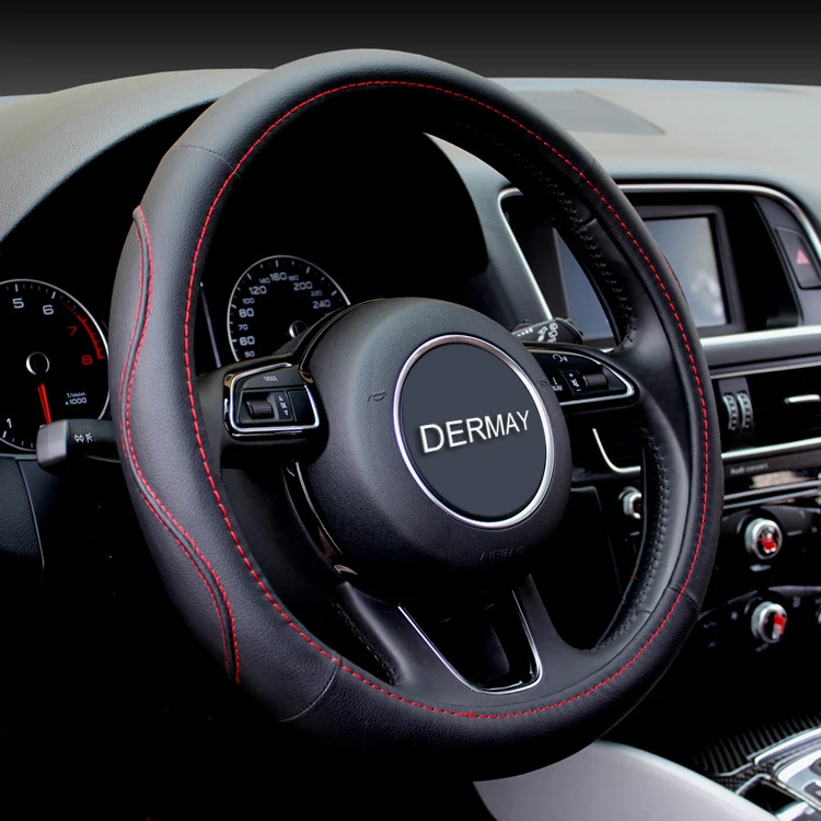 

Factory Sale 38CM Universal Car Steering Wheel Cover High Quality Leather Luxury Auto Anti-slip Car-styling Cover