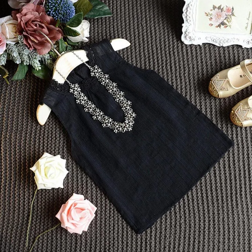 Новая детская одежда Блузка без рукавов для девочек из 2 предметов футболка +