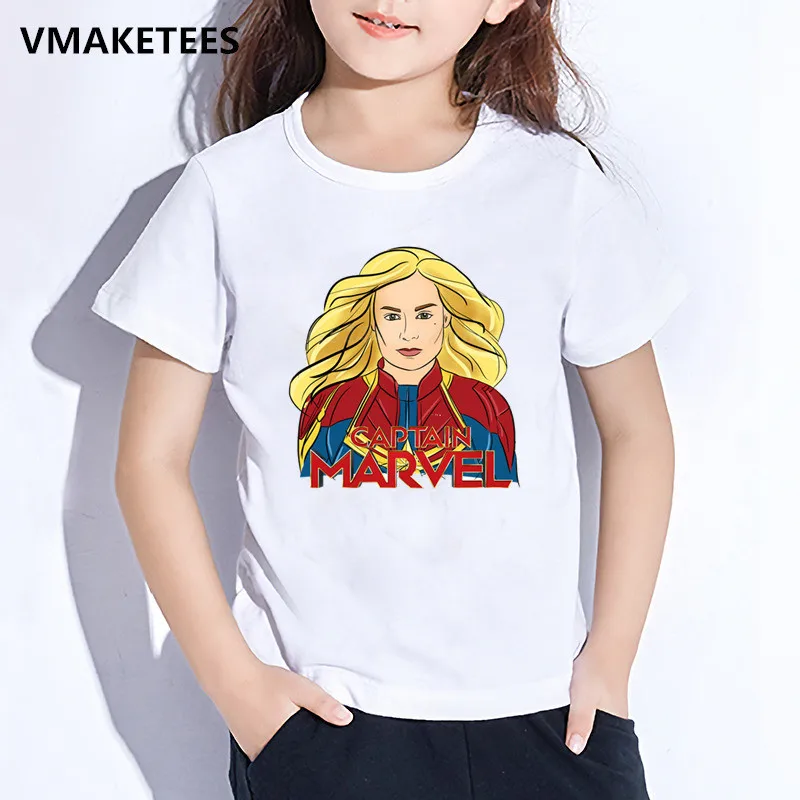 Детская футболка с принтом из мультфильма капитан марвел забавная детская