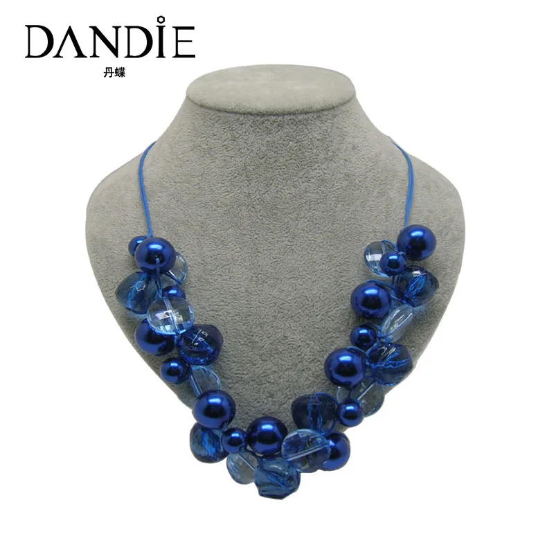 Синие акриловые бусины Dandie колье ручной работы массивное ожерелье|statement necklace|jewelry