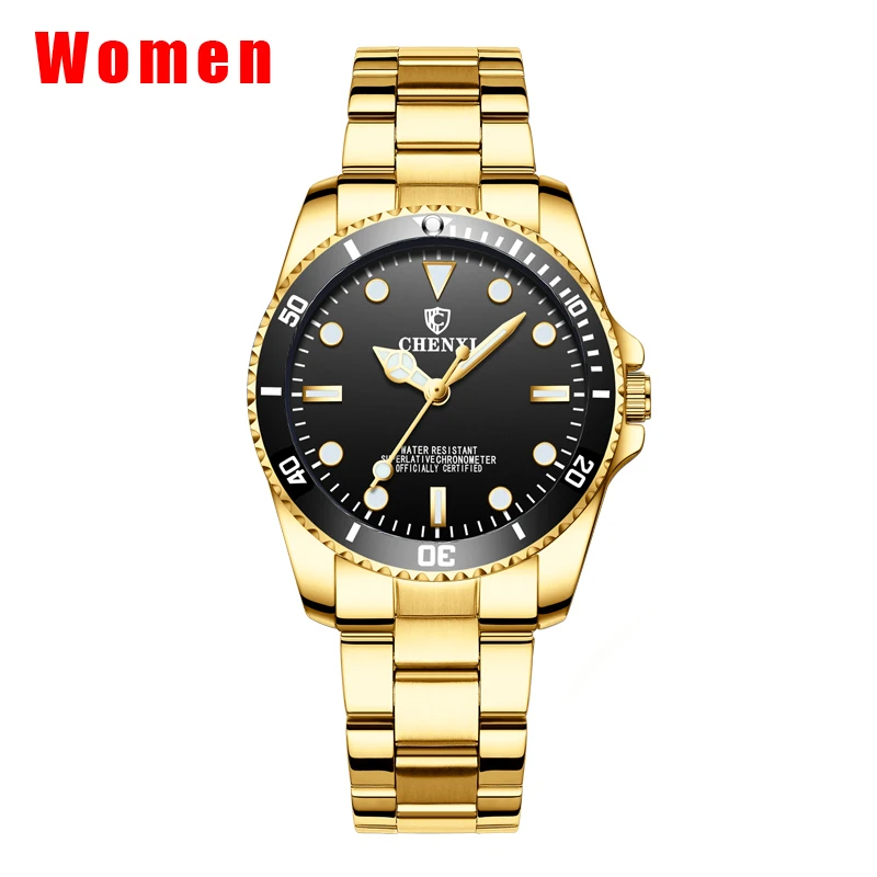 Gold Black Dial CHENXI модные повседневные часы женские золотые Роскошные Кварцевые часы Женские часы с датой montre femme брендовые наручные часы новые xfcs - Цвет: Gold Black Dial