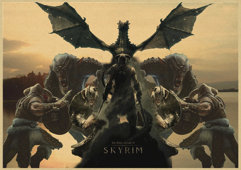 The Elder Scrolls Skyrim игра крафт-игра плакат домашний интерьер украшения рисунок core наклейки на стену